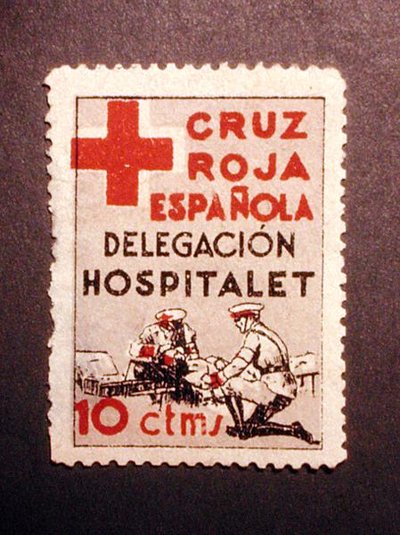 Sello conmemorativo de la Cruz Roja Española (la delegación hospitalaria) de Spanish School