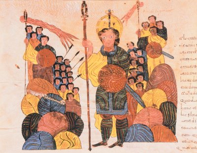 La Derrota de Goliat, de la Biblia Visigótica-Mozárabe de San Isidoro, fol.118v., A.D. 960 de Spanish School