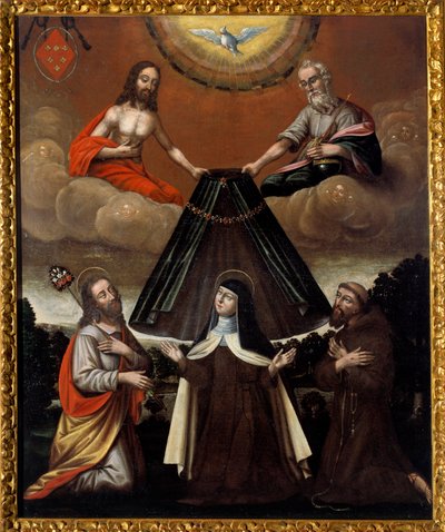 La Santísima Trinidad sosteniendo el manto de Santa Teresa de Ávila de Spanish School