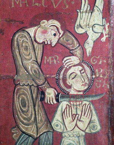 El Martirio de Santa Margarita de Antioquía, detalle del frontal de altar del Convento de Santa Margarida de Vilaseca (temple sobre tabla de roble) de Spanish School