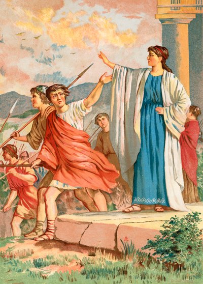 La madre espartana despidiéndose de su hijo cuando se va a la guerra de Spanish School