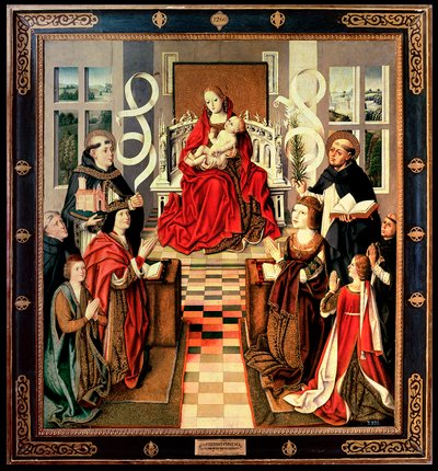 La Virgen de los Reyes Católicos, c.1490 (óleo sobre tabla) (ver 161527 y 3947 para el detalle) de Spanish School