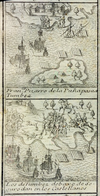 La llegada de Francisco Pizarro con 180 hombres y tres barcos a Tumbes de Spanish School