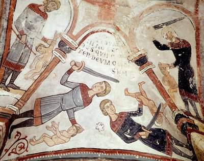 El ciclo de los meses: la masacre de los inocentes. (detalle) Fresco del siglo XII del Panteón Real de la Real Colegiata de San Isidoro. León. España de Spanish School