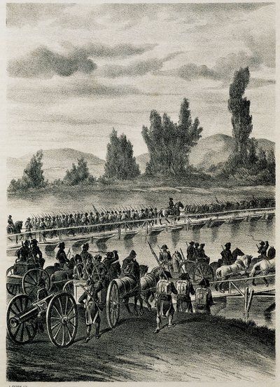 Las tropas del ejército francés napoleónico cruzan el río Bidasoa de Spanish School