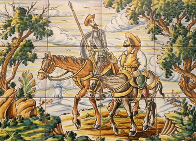 Azulejos que representan a Don Quijote y Sancho Panza de Spanish School