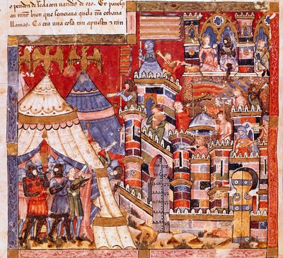 Guerra de Troya: la ciudad de Troya y el campamento griego (detalle) de Spanish School