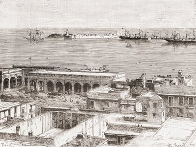 Vista de Veracruz y el fuerte de San Juan de Ulúa, México de Spanish School