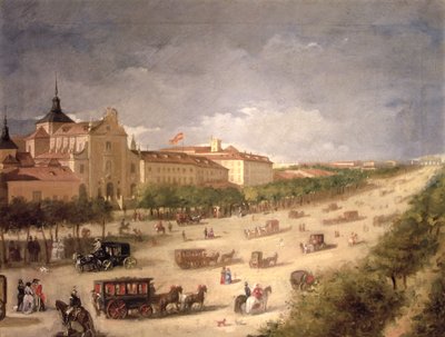 Vista de la calle de Alcalá, Madrid (óleo sobre lienzo) de Spanish School