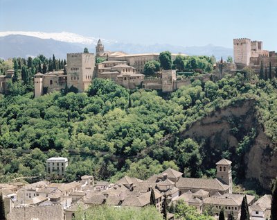 Vista del Palacio de la Alhambra desde el noreste, siglos XIV-XVI de Spanish School