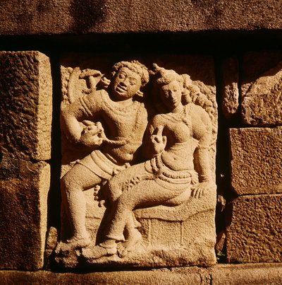 Relieve de una pareja Mithuna en Isurumuniya de Sri Lankan School