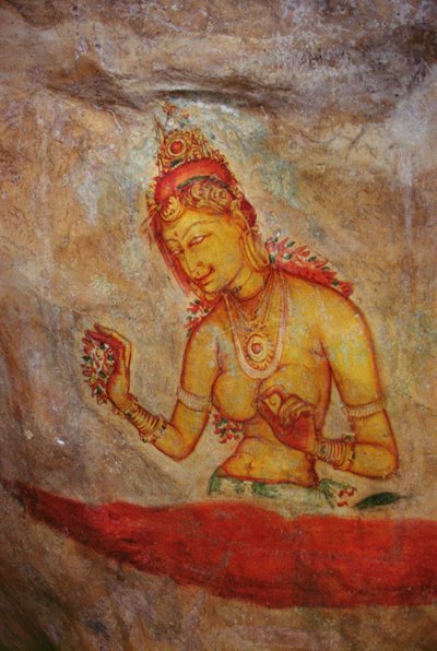 Las doncellas de las nubes, de la Fortaleza de la Roca (detalle) de Sri Lankan School