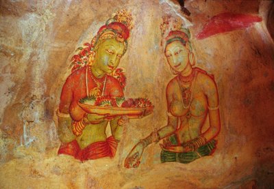 Las doncellas de las nubes, de la Fortaleza de la Roca (detalle) de Sri Lankan School
