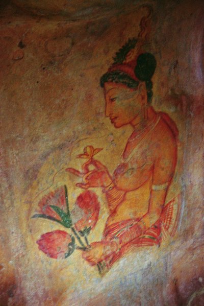 Las doncellas de las nubes, de la Fortaleza de la Roca (detalle) de Sri Lankan School