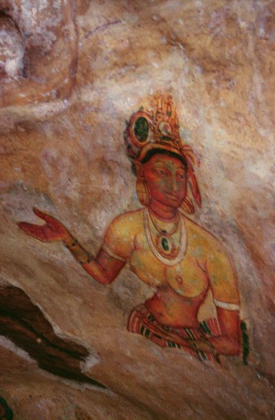 Las doncellas de las nubes, de la Fortaleza de la Roca (detalle) de Sri Lankan School