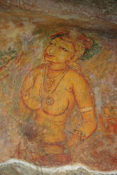 Las doncellas de las nubes, de la Fortaleza de la Roca (detalle) de Sri Lankan School