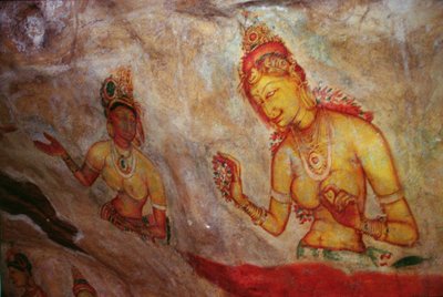 Las doncellas de las nubes, de la Fortaleza de la Roca (detalle) de Sri Lankan School
