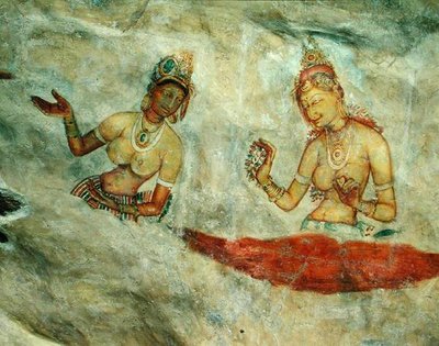 Las doncellas de las nubes, de la fortaleza de roca (detalle) de Sri Lankan School
