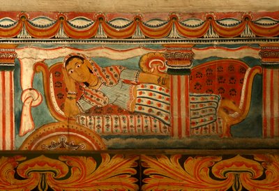 Pintura mural en la Casa de Imágenes del Templo Subdharama, Dehiwala de Sri Lankan School