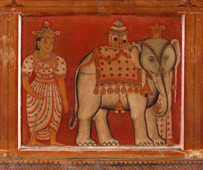 Pintura mural de un elefante en el Templo Subdharama, Dehiwala de Sri Lankan School