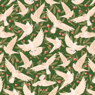 Patrón de palomas I, 2021 (lápiz de grafito y digital) de Stacy Hsu