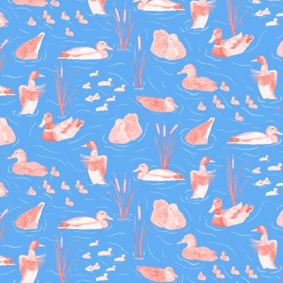 Estanque de patos, 2022 (lápiz de grafito y digital) de Stacy Hsu