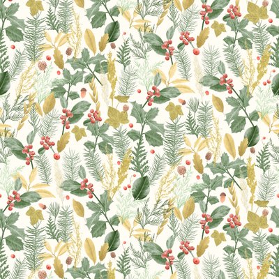 Holiday holly pattern light, 2021 (lápiz de grafito y digital) de Stacy Hsu