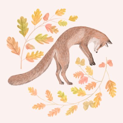 Jumping Fox, 2021 (lápiz de grafito y digital) de Stacy Hsu