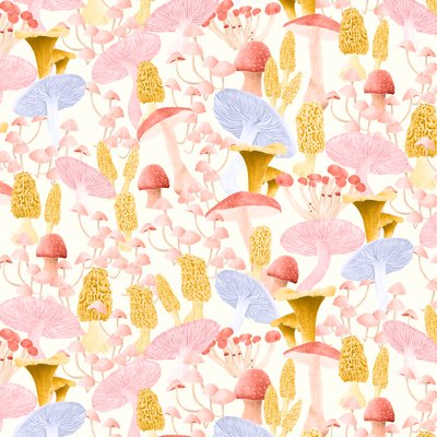 Mushroom medley pattern light, 2022 (lápiz de grafito y digital) de Stacy Hsu