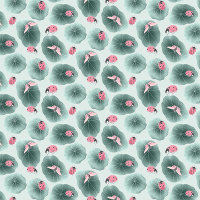 Nasturtium coordinate pattern colorway 1, 2020 (lápiz de grafito y digital) de Stacy Hsu