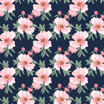 Peony pattern dark, 2020 (lápiz de grafito y digital) de Stacy Hsu