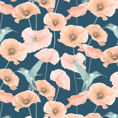 Patrón de amapolas, 2020 (lápiz de grafito y digital) de Stacy Hsu