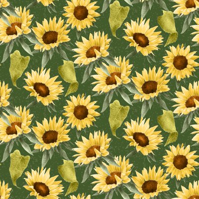 Patrón de girasoles, 2020 (lápiz de grafito y digital) de Stacy Hsu