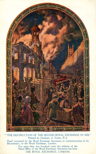 Destrucción de la segunda Royal Exchange en la City de Londres por un incendio de Stanhope Alexander (after) Forbes