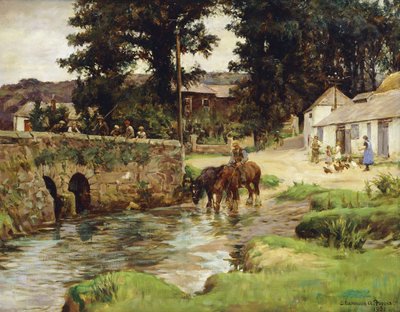 Regando los caballos en el arroyo del pueblo de Stanhope Alexander Forbes