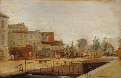 El Canal Saint-Martin en París con esclusa de Stanislas Lepine