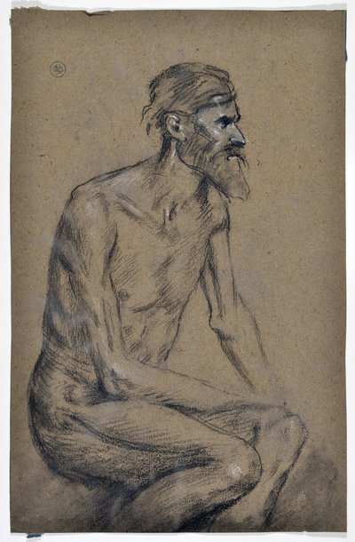Estudio de hombre sentado (dibujo) de Stanislas Torrents y de Amat
