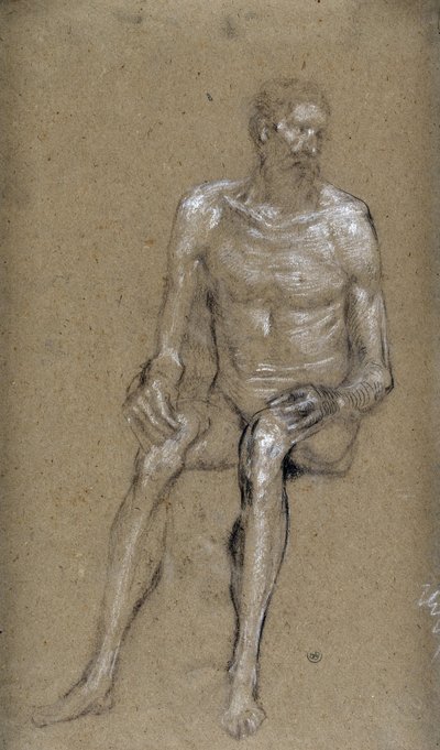 Estudio de hombre sentado (dibujo) de Stanislas Torrents y de Amat