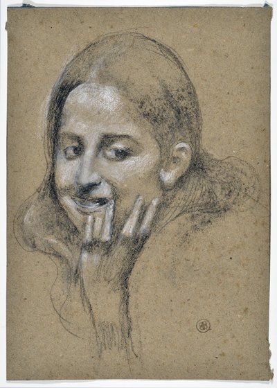 Estudio de una niña sonriente (dibujo) de Stanislas Torrents y de Amat