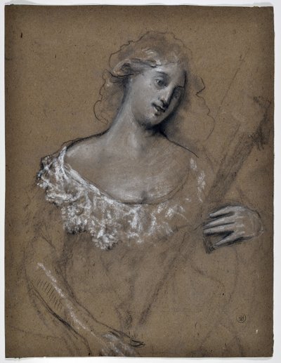 Estudio de mujer tocando el laúd (dibujo) de Stanislas Torrents y de Amat