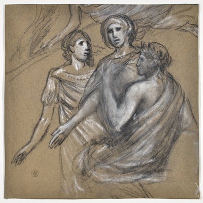 Tres personajes antiguos (dibujo) de Stanislas Torrents y de Amat