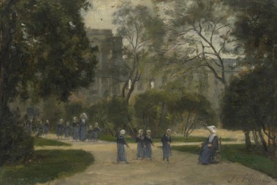 Monjas y colegialas en el Jardín de las Tullerías, París de Stanislas Victor Edouard Lepine