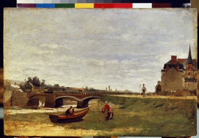 ""Paysage au pont"" (Paisaje con un puente) Pintura de Stanislas Lepine (1836-1892) 1870 aproximadamente Dim. 26x39,5 cm Museo del Hermitage, San Petersburgo de Stanislas Victor Edouard Lepine