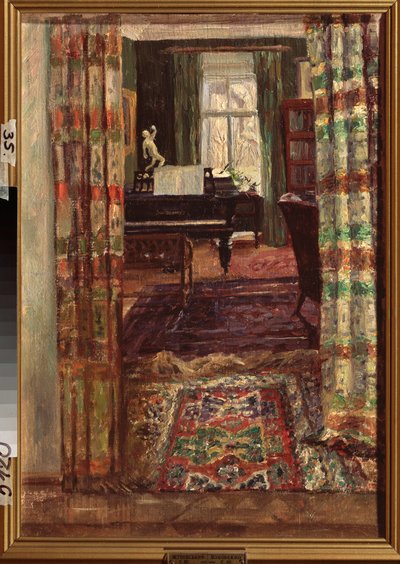 Interior con un piano de cola. Pintura de Stanislav Yulianovich Zhukovsky (1873-1944), óleo sobre lienzo de Stanislav Joulianovitch Joukovski