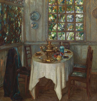 Interior con samovar, 1914 de Stanislav Julianovic Zukovskij