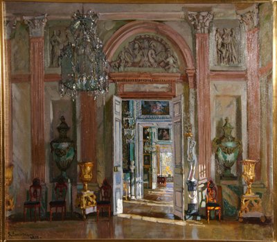 El Gran Vestíbulo en el Palacio de Kuskovo, 1917 de Stanislav Julianovic Zukovskij