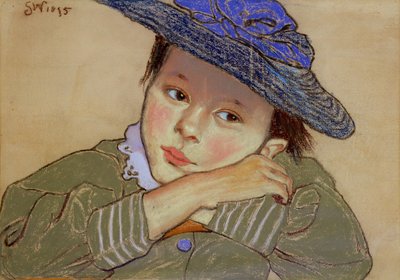 Chica con sombrero azul, 1895 de Stanislaw Wyspianski