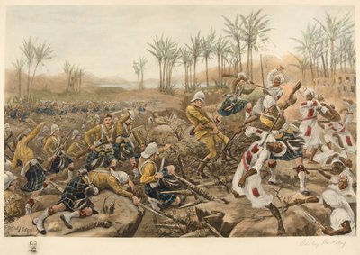 Los Highlanders de Cameron tomando una empalizada, Atbara, 8 de abril de 1898 (fotolitografía) de Stanley Berkeley