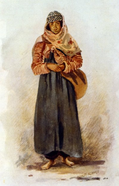 Ilustración que representa a una campesina siria de Stanley Inchbold