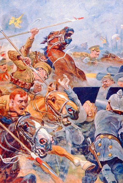 La Carga de los 9º Lanceros durante la Retirada de Mons de Stanley L. (after) Wood